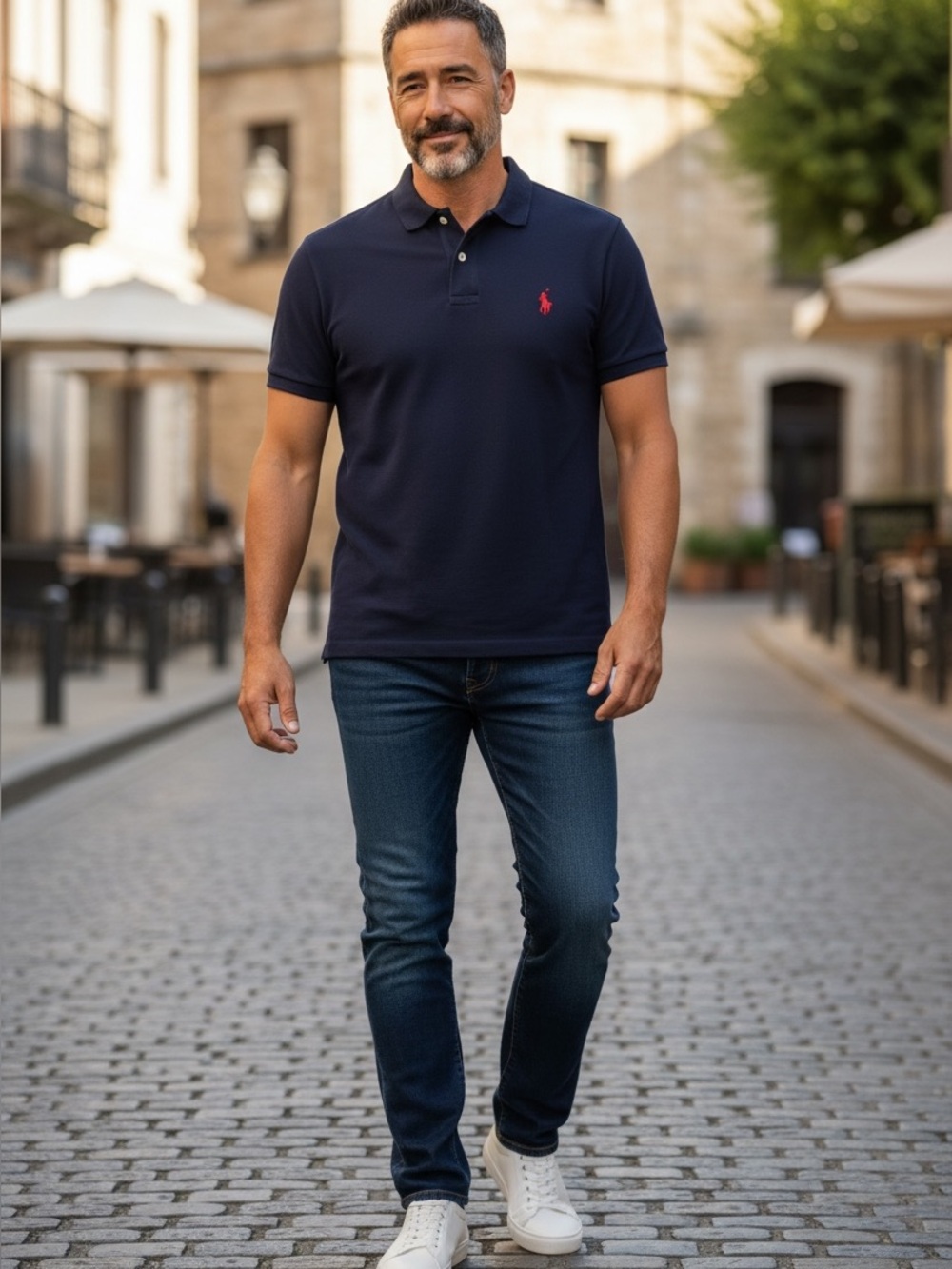 U.S. Polo Assn. Navy blue with Red Embroidered Logo short sleeve crewneck shirt.